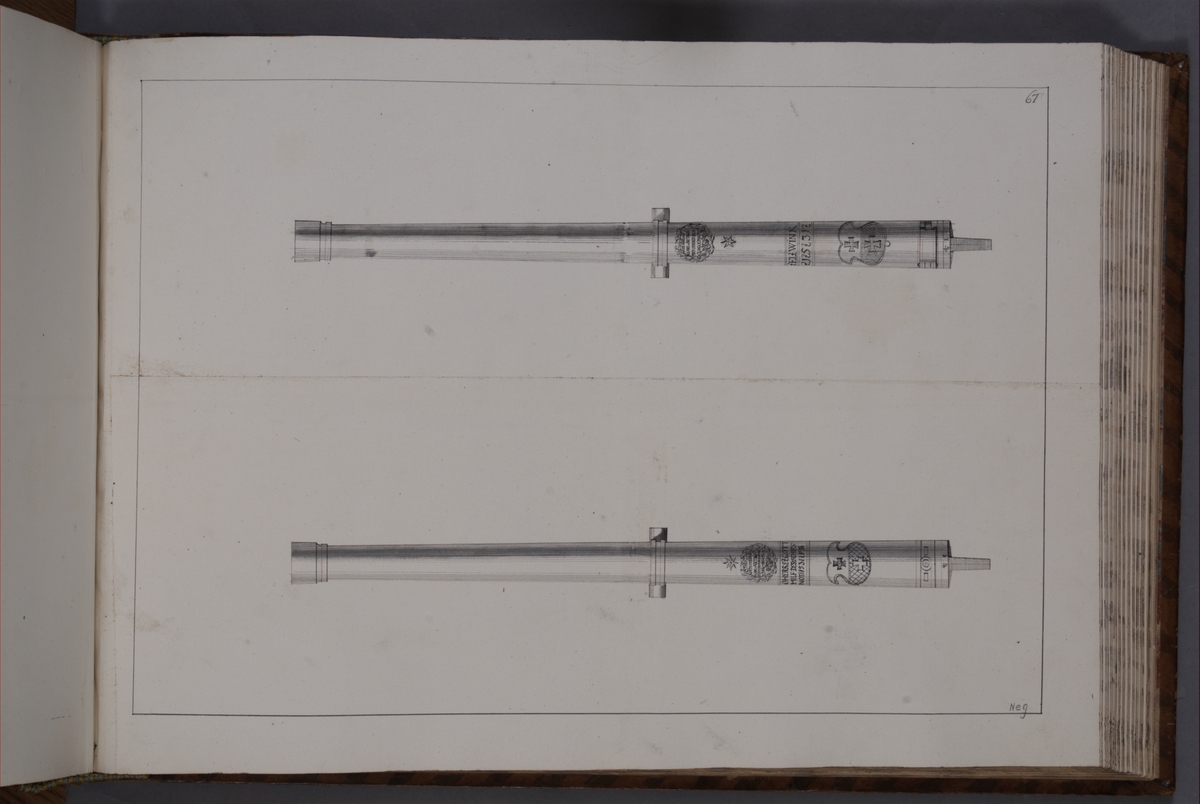 Kjell Hedberg, Avbildning föreställande eldrör tagna som troféer av den svenska armén med fästningen Elbingen den 3 december 1703. Ingår i volym med avbildade kanontroféer tagna åren 1703-1706.