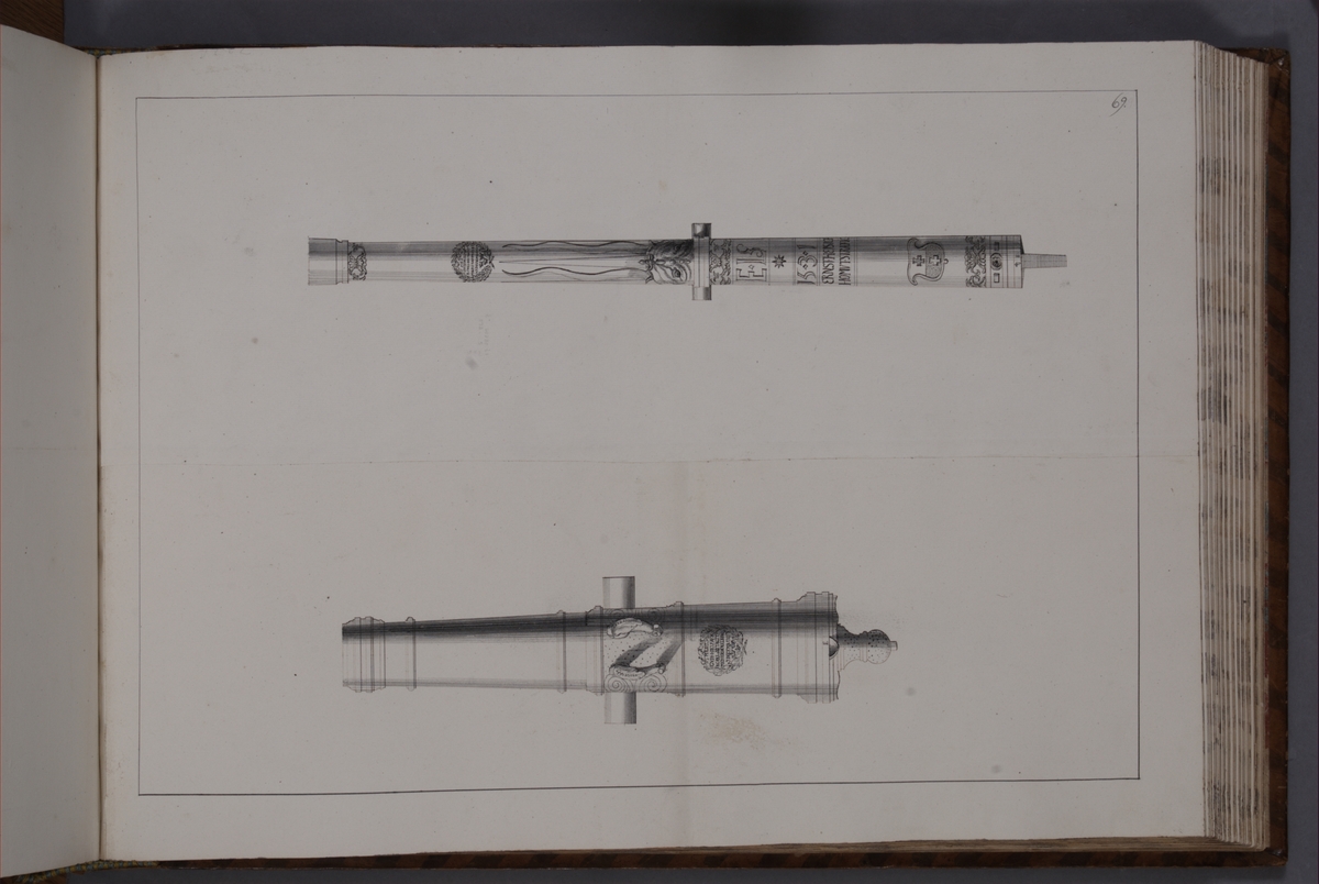 Kjell Hedberg, Avbildning föreställande eldrör tagna som troféer av den svenska armén med fästningen Elbingen den 3 december 1703. Ingår i volym med avbildade kanontroféer tagna åren 1703-1706.