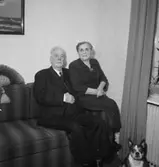 Rumsinteriör, ett par och en hund.Lasse Sörling