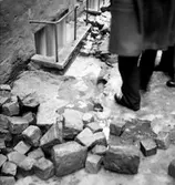 Översvämning, en man.