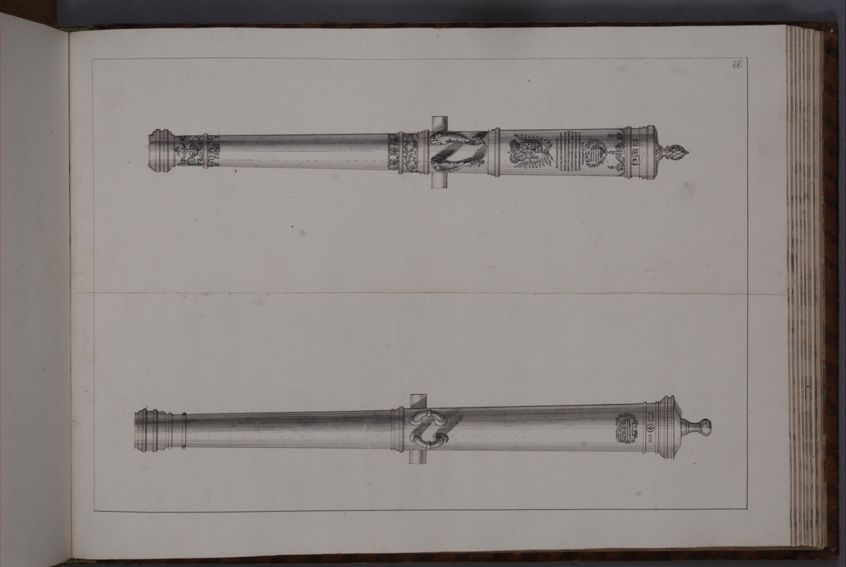 Kjell Hedberg, Avbildning föreställande eldrör tagna som troféer av den svenska armén med fästningen Bertzen den 15 september 1704. Ingår i volym med avbildade kanontroféer tagna åren 1703-1706.