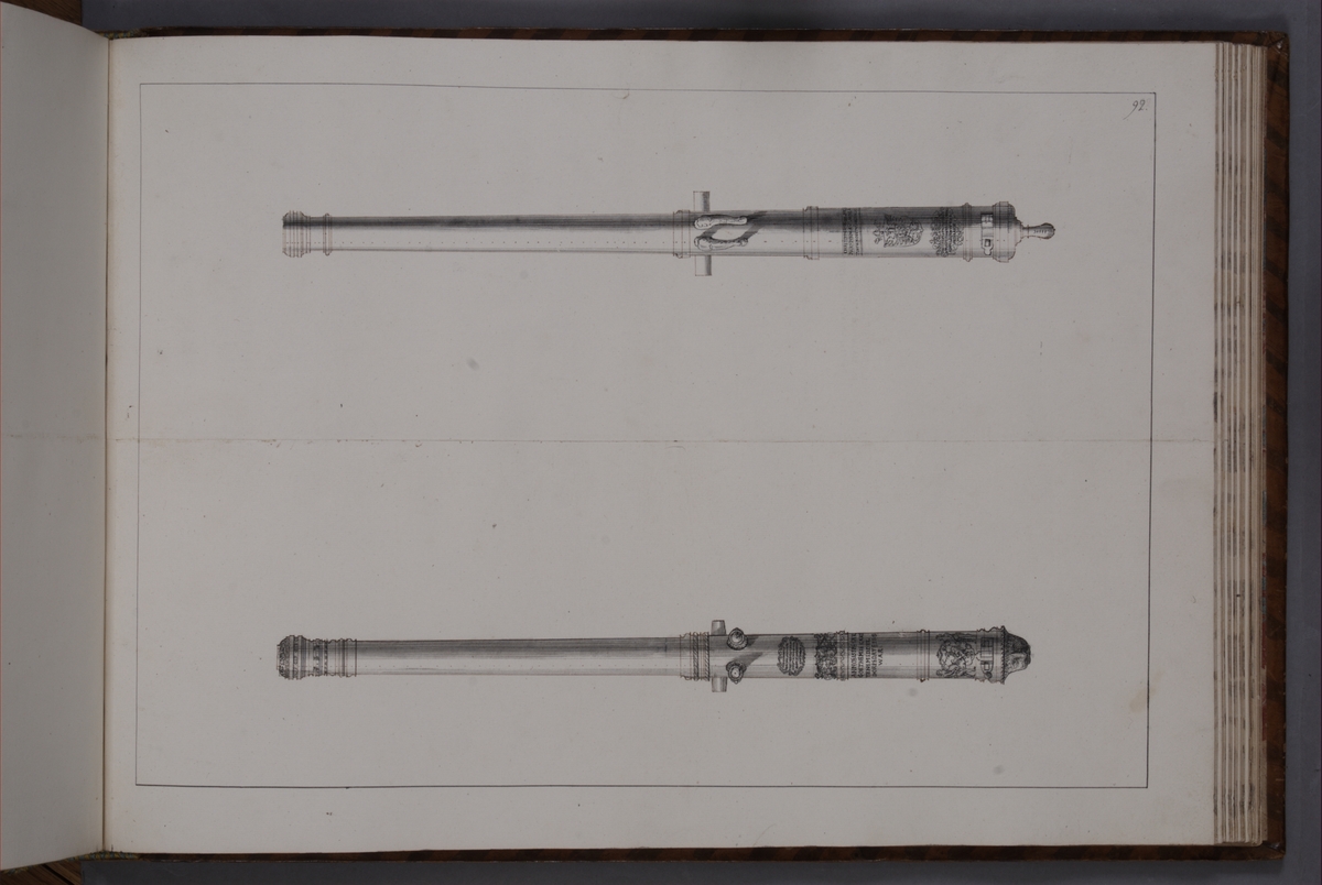 Kjell Hedberg, Imaging depicting fire pipes taken as trophies by the Swedish army with the fortress Bertzen on 15 September 1704. Included in volume with depicted canon trophies taken in the years 1703-1706.