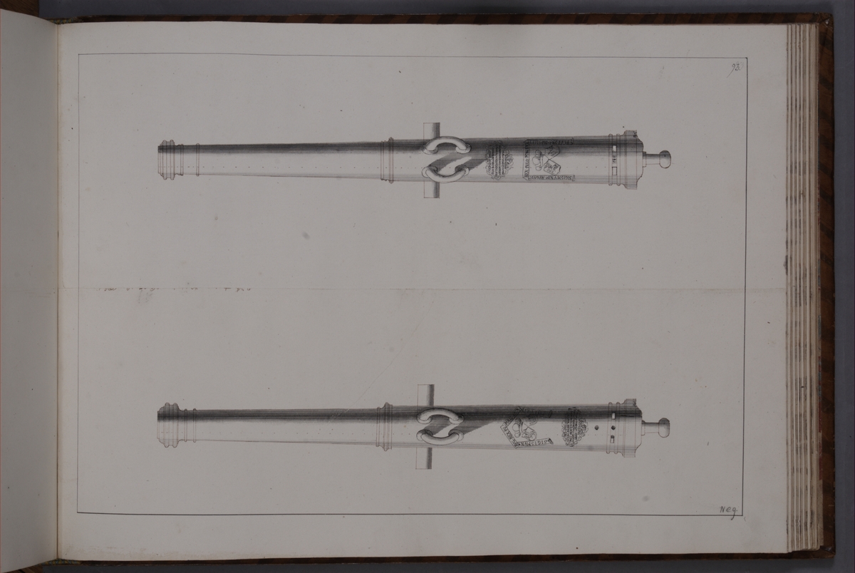 Kjell Hedberg, Imaging depicting fire pipes taken as trophies by the Swedish army with the fortress Bertzen on 15 September 1704. Included in volume with depicted canon trophies taken in the years 1703-1706.