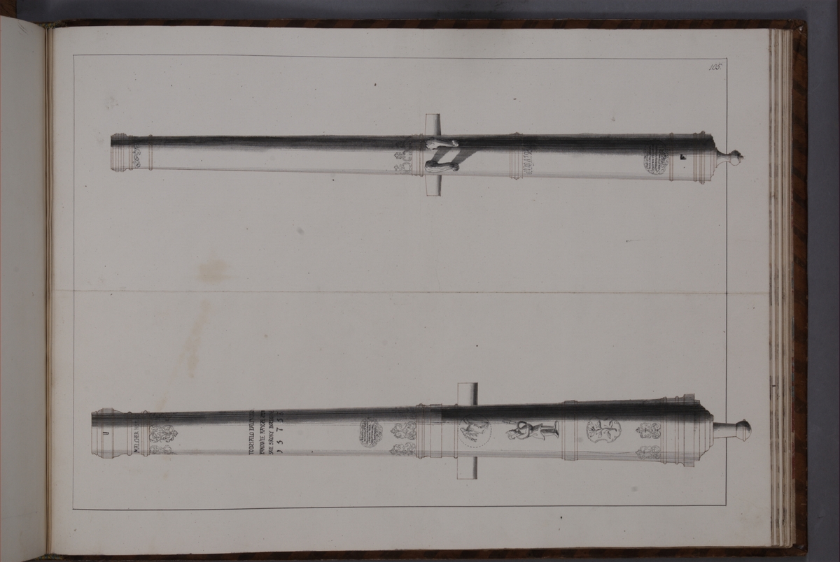 Kjell Hedberg, Imaging depicting fire pipes taken as trophies by the Swedish army at Thulendorf on 29 November 1704. Included in volume with depicted canon trophies taken in the years 1703-1706.