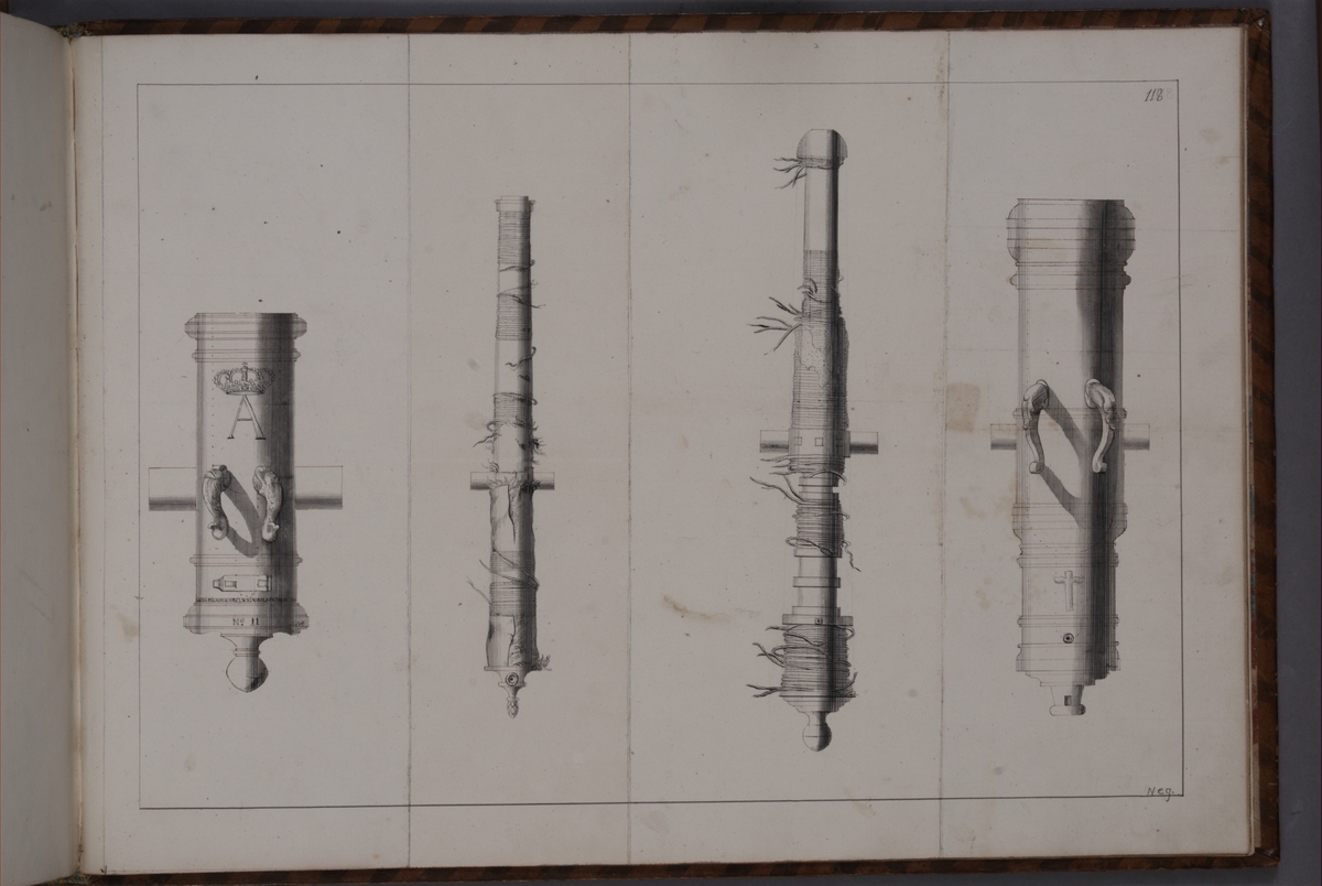 Kjell Hedberg, Imaging depicting fire pipes taken as trophies by the Swedish army at Fraustadt on 3 February 1706. Included in volume with depicted canon trophies taken in the years 1703-1706.