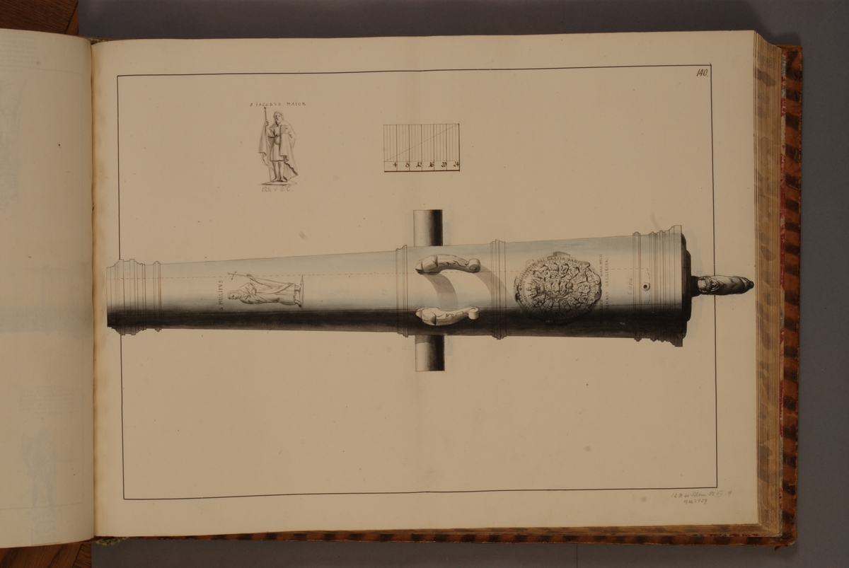 Kjell Hedberg, Avbildning föreställande dansk trofé med Kristian IV:s vapen. Ingår i volym med avbildade äldre svenska eldrör förvarade på fästningar samt eldrör erövrade åren 1598-1679.