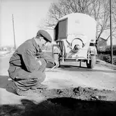 Vägarbete (vägprovning), en man.