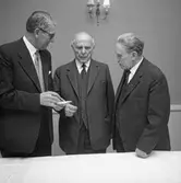 Sveriges Bebyggelse bokförlagsmiddag i Lindesberg, lördagen den 20 februari 1960.
Gruppbild.