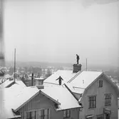 Bostadshus, sotare på taket.