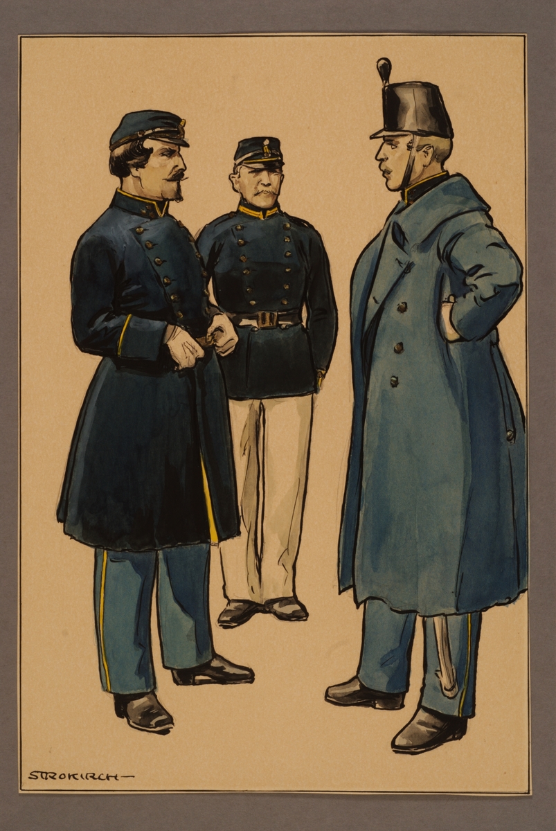 Kjell Hedberg, Plansch with a uniform for officer and meaning at the Western Guess Regiment 1860, drawn by Einar von Strokirch.
