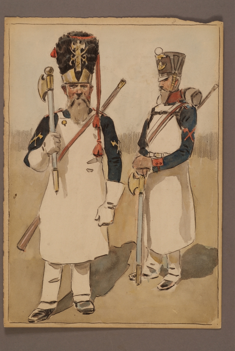 Kjell Hedberg, Plansch with a uniform for the lumber, former and later uniform, drawn by Einar von Strokirch.