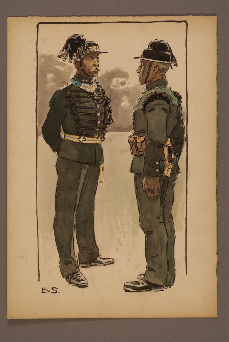 Kjell Hedberg, Plansch med uniform för Värmlands fältjägare, ritad av Einar von Strokirch.