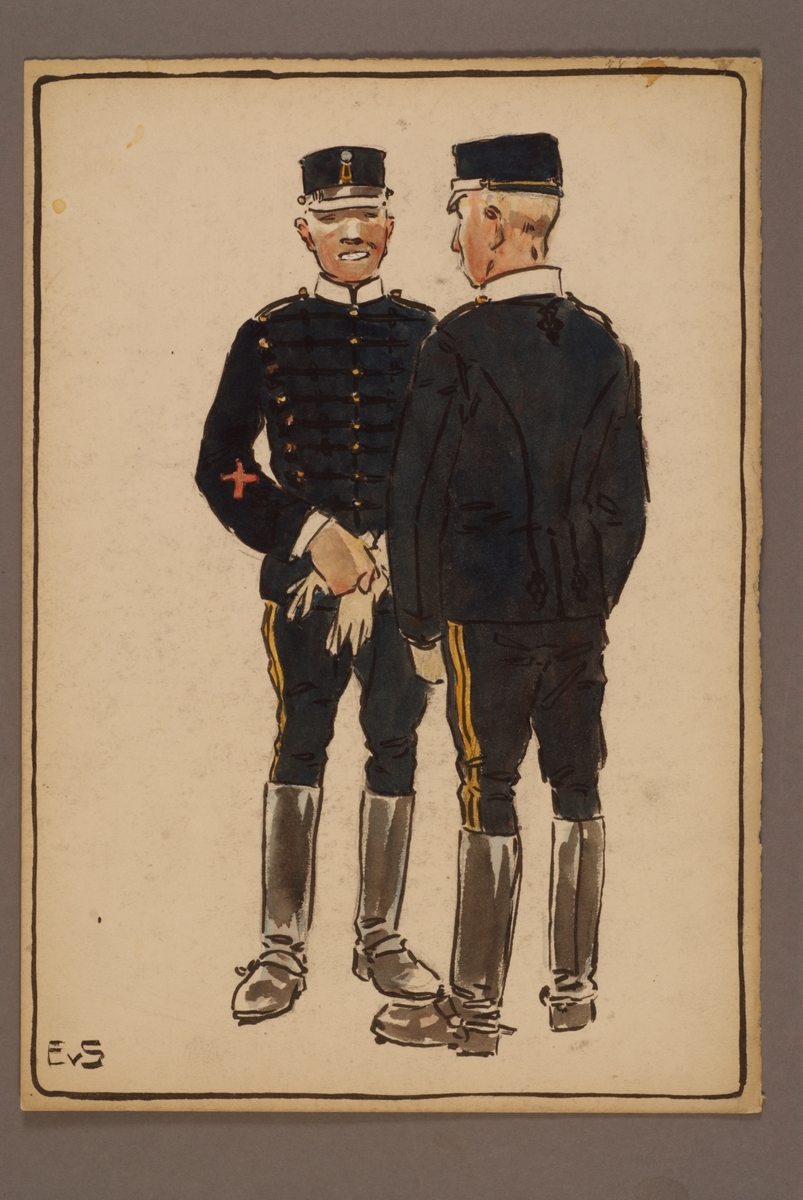 Kjell Hedberg, Plansch med uniform för Wendes artilleriregemente, ritad av Einar von Strokirch.