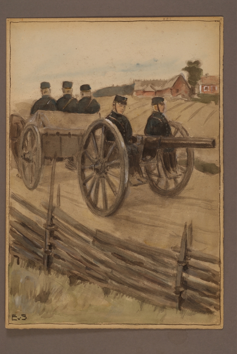 Kjell Hedberg, Plansch med uniform för Första artilleriregemente, ritad av Einar von Strokirch.