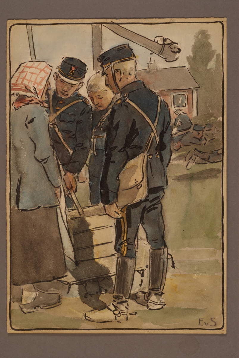 Kjell Hedberg, Plansch med uniform för Andra Svea artilleriregemente, ritad av Einar von Strokirch.