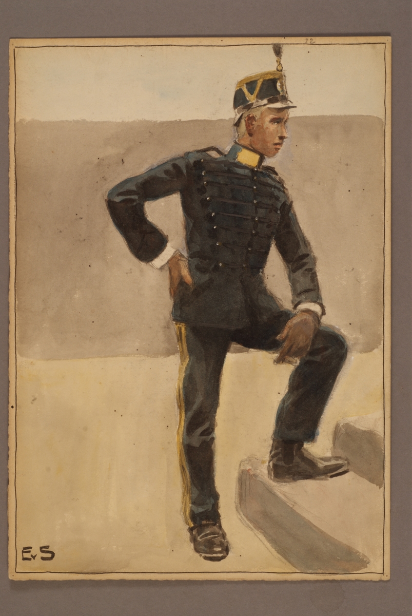 Kjell Hedberg, Plansch med uniform för Karlsborgs artilleriregemente, ritad av Einar von Strokirch.
