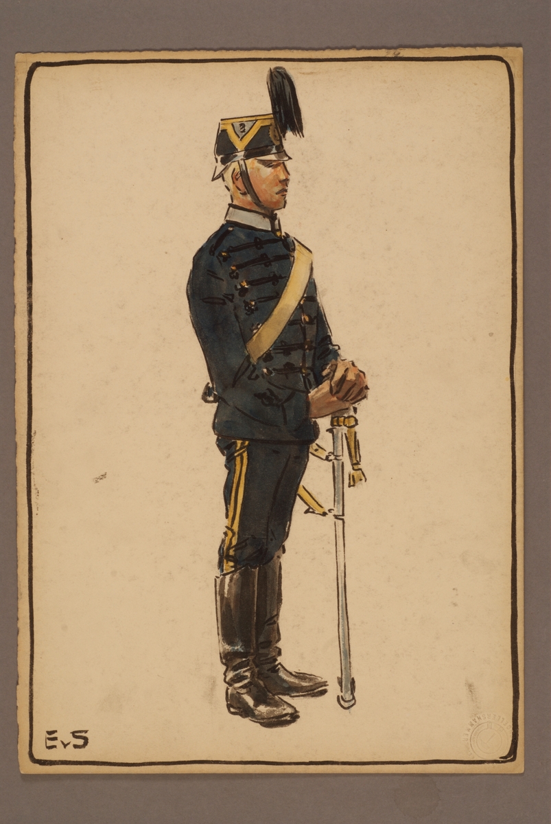 Kjell Hedberg, Plansch med uniform för Gotlands artilleriregemente, ritad av Einar von Strokirch.
