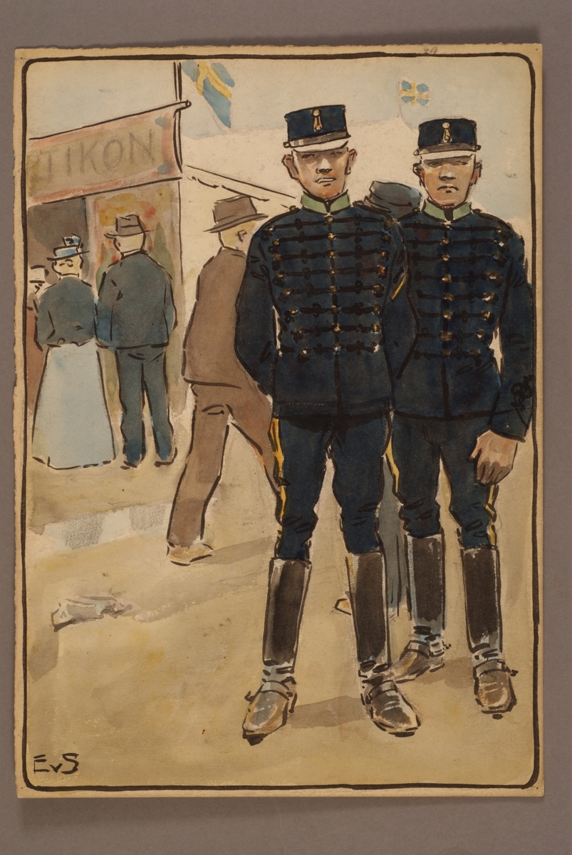 Kjell Hedberg, Plansch med uniform för Gotlands artilleriregemente, ritad av Einar von Strokirch.