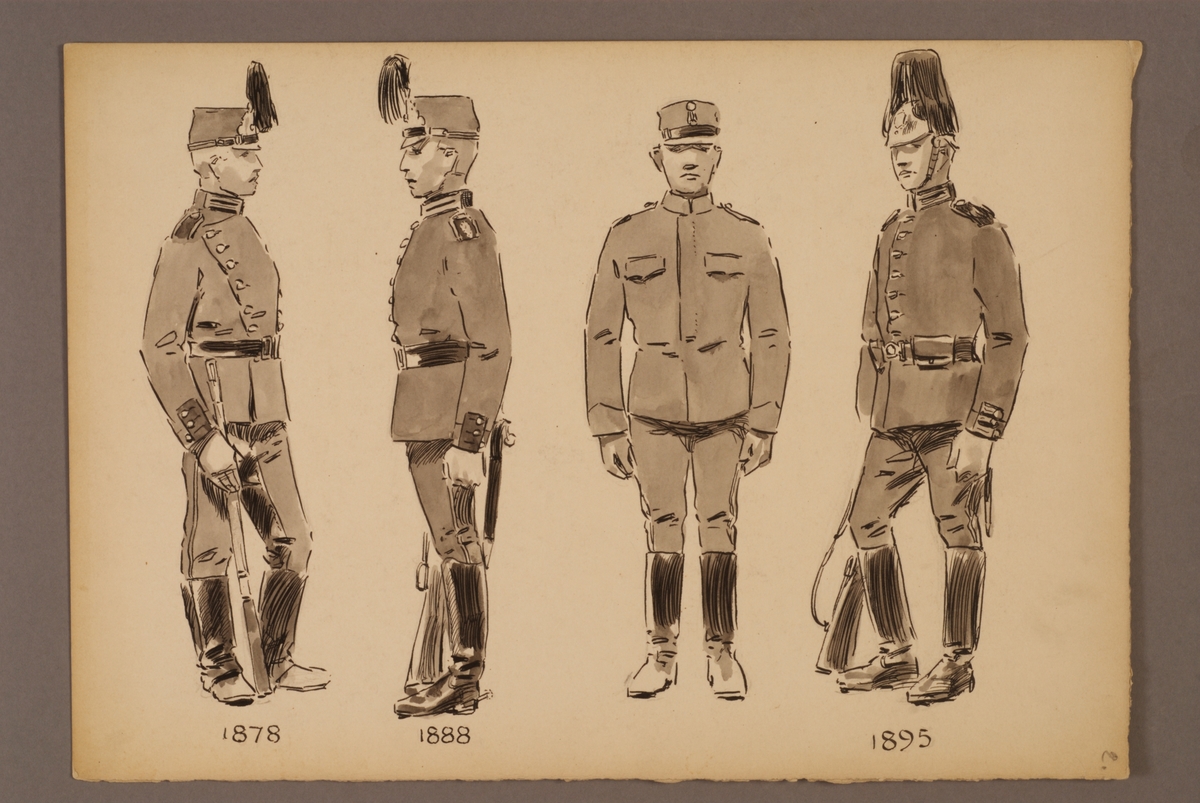 Kjell Hedberg, Plansch med uniform för Ingenjörstrupper för åren 1878-1895, ritad av Einar von Strokirch.