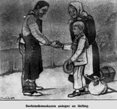 Tre personer, sockenskomakaren antager en lärling.
A.P. Hallkvist