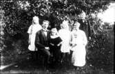 Familjen Johansson, Friborg Sörby. Fr.v. Svea, Otto, Signe, Lilly, Rut med Alice i knät och Gustav.