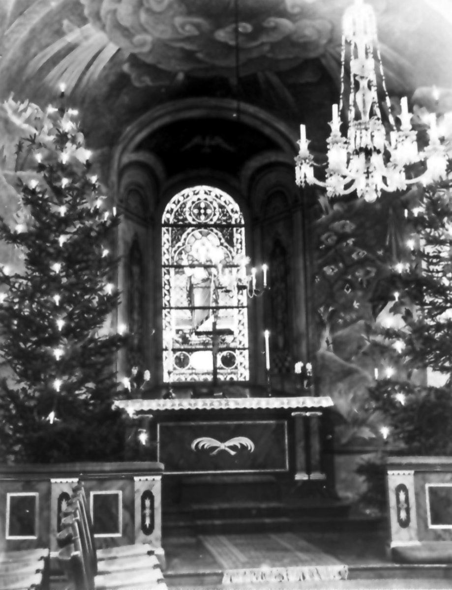 Eric Kavlert, "Koret i julskrud" (S:t Olofs kyrka). Från utställningen "Falköping i bild" 1952.