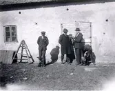 Lamm i vårsolen utanför gamla ladugården i Öja.