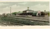 Falköping-Rantens järnvägsstation. (färglagd bild)