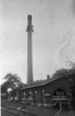 Falköping-Ranten. Bangården. Elektriska stationen för järnvägen på Rantens station. Kortet taget 1901, då skorstenen renoverades.