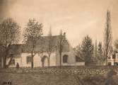 Teckning okänd konstnär, Gamla kyrkan i Östra Torp, Vemmenhögs härad, negativ 11187 Johnsson.