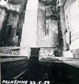 S:t Olofs kyrka. Restaureringen 1958-1961. Romanska torngrunden blottad. Ovanifrån fr. väster.