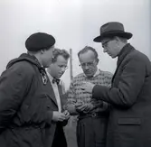 Amanuens Hagberg, KG Petersson, docent Wilhelm Holmquist, Stockholm, och antikvarie Gunnar Ekelund.