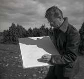Arkeologisk undersökning på Nybyåsen 18/9 1958.
