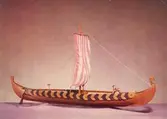 Modell av vikingaskepp funnet i Gokstad, Norge. Från ca 900 e.kr.