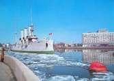 Kryssaren Aurora Leningrad/St Petersburg. Från Aurora sköt matroserna ombord det kanonskott som var startsignalen för revolutionen 1917.