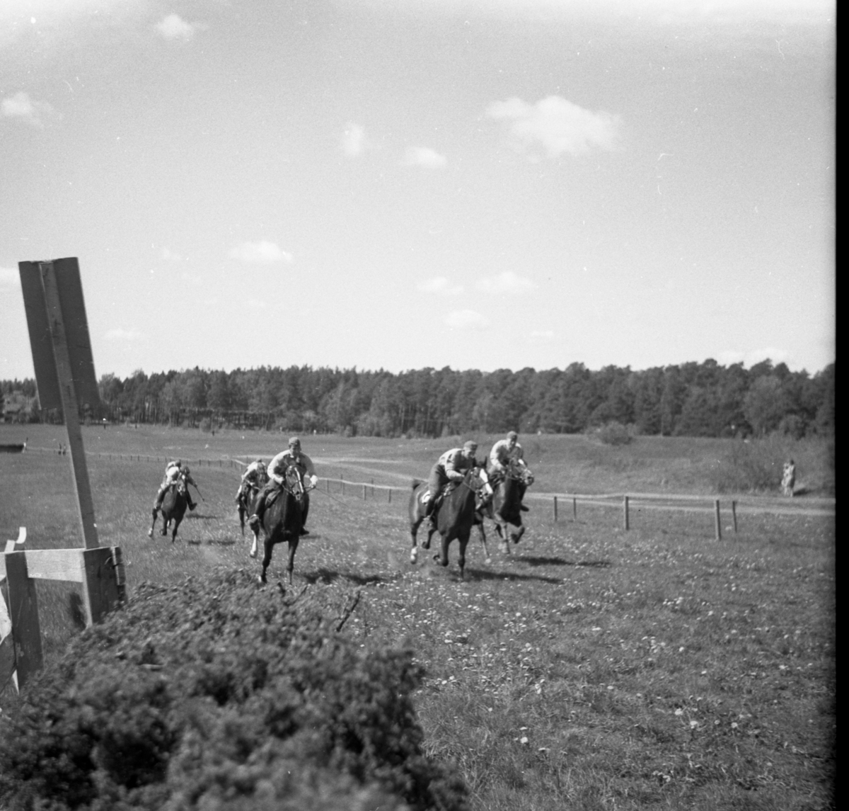 Bo Sallmander, Kapplöpning vid Norrlands dragonregemente K4, Umeå, 1955-1956.