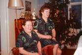 Birgit och Märta Sjöberg, systrar f. 1923, fotograferade sittandes i ett vardagsrum, 1970-tal. I bakgrunden står en julgran. Birgit arbetade på Lackarebäckshemmet.

För mer information om bilden se under tilläggsinformation.