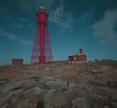 Fyren Pater Noster med mistlurhuset på Hamneskär - statligt byggnadsminne 2015