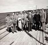 Turistintendent Bertil Sjöberg med flera i samband med M/S Nordpol premiärresa till Gotland, 1959.