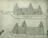 Detalj ur Frigelii teckning av S:t Knuts kapell vid Gråborg, c:a 1750.