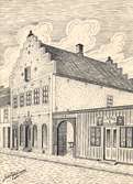 En Storgatsbild på 1880-talet.
Cerstenska huset byggd 1667 på Storgatan i Kalmar.