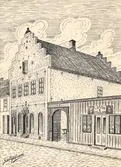 En Storgatsbild på 1880-talet.
Cerstenska huset byggd 1667 på Storgatan i Kalmar.