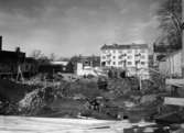Markarbeten utförda av Skånska Cementgjuteriet inför bygget av fastighet åt Motoraktiebolaget i Herrgårdsgatsbacken. Bilden tagen 1944.
