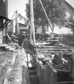 Bygge av pumpstation och avloppsledningar i Hagaborgsområdet. Bilden tagen 1933.