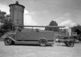 Brandfordon vid Geijers motoraffärs verkstad på Herrhagen år 1936.