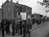 Nationell demonstration med med bl a förbundet SNU, en högerradikal rörelse,  vid Herrhagstorget i slutet av 1930-talet.