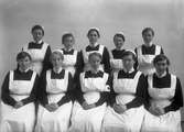 Bildsvit från länslasarettet med omgivningar tagen mellan 1905 och 1961. Sjuksystrar på gruppbild tagen i slutet av 1920-talet.