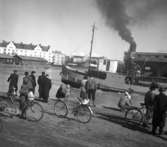 Tingvalla bryter isen i Inre hamn inför årets fraktsäsong våren 1949.