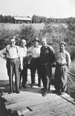 Gamla Hybo-bor träffas okr. 1955.
Fr.v. 1 ?, 2 Georg Jansson, 3 Albert Jonsson, 4 Kalle Ljungström, 5 Kalle Fredin.


