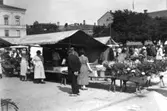 Trädgårdsmästare Bryskes stånd på  torget 1937.